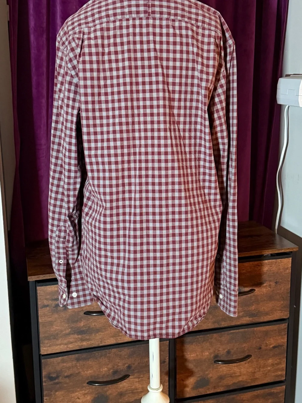 Banana Republic burgundy checkered cotton shirt M Mens Shirt